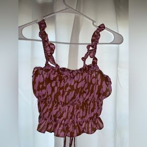 Pink and brown tank crisscross back